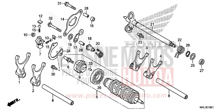 BARILLET DE SELECTION (NC750XD) von NC750X DCT MAT PEARL GLARE WHITE (NHB54) von 2019